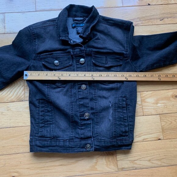 MOTO Jeans Black Denim Jacket | Women’s Size Small | Classic Trucker Style - Picture 6 of 8